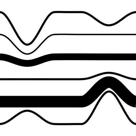 Waving, folded, curved lines. Abstract stripes with billow, undulate, sway effect distortion, and deformation - Stock vector illustration, Graphics clip artのイラスト素材