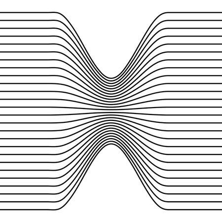 Waving, folded, curved lines. Abstract stripes with billow, undulate, sway effect distortion, and deformation - Stock vector illustration, Graphics clip artのイラスト素材