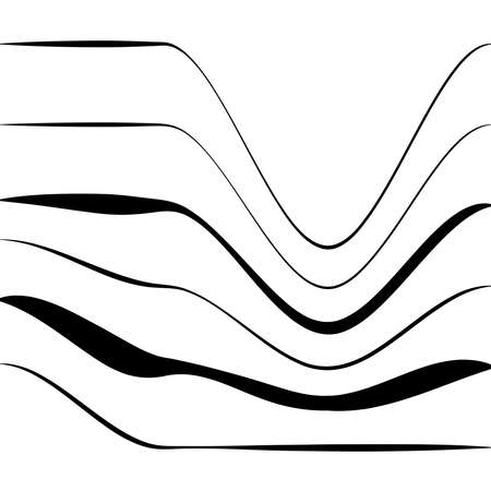 Waving, folded, curved lines. Abstract stripes with billow, undulate, sway effect distortion, and deformation - Stock vector illustration, Graphics clip artのイラスト素材