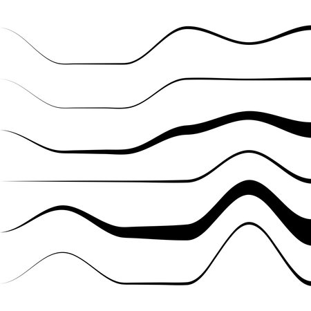 Waving, folded, curved lines. Abstract stripes with billow, undulate, sway effect distortion, and deformation - Stock vector illustration, Graphics clip artのイラスト素材