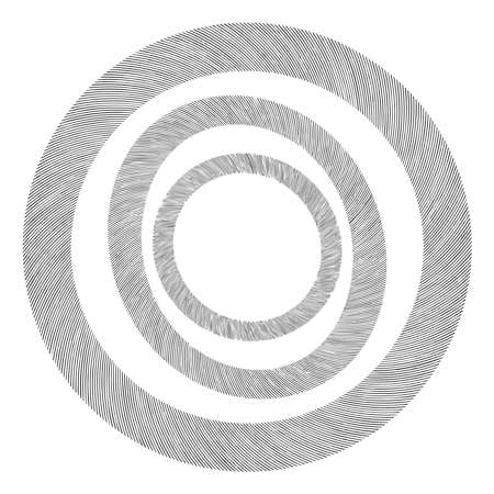 Cyclical circle, helix, volute element. Concentric shape with rotation, centrifuge and gyration effect. Twist, swirl and twirl vector illustration - Stock vector illustration, Clip art graphicsのイラスト素材