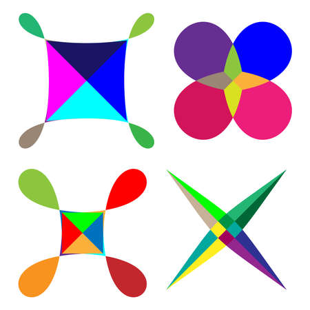 Abstract colorful geometric design element. Mosaic colored tangled icon, shape set - Stock vector illustration, Clip art graphicsのイラスト素材