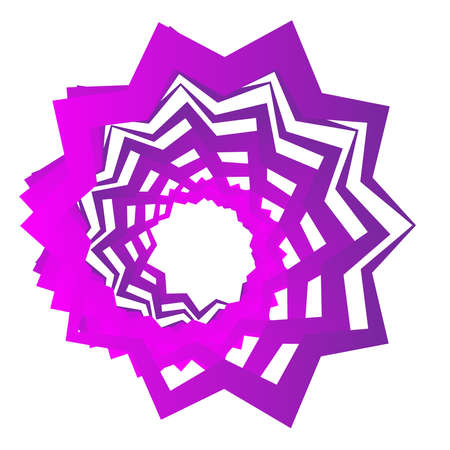 Sharp, edgy starburst, sunburst shape rotated inwards. Geometric circular, cyclic, and loop vector illustration - Stock vector illustration, Clip art graphicsのイラスト素材