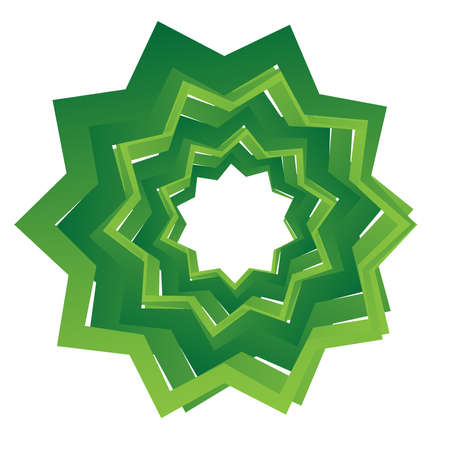 Sharp, edgy starburst, sunburst shape rotated inwards. Geometric circular, cyclic, and loop vector illustration - Stock vector illustration, Clip art graphicsのイラスト素材