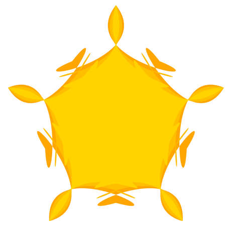 Abstract yellow design element. Radial motif, mandala, lotus shape. Distorted star element - Stock vector illustration, Clip art graphicsのイラスト素材