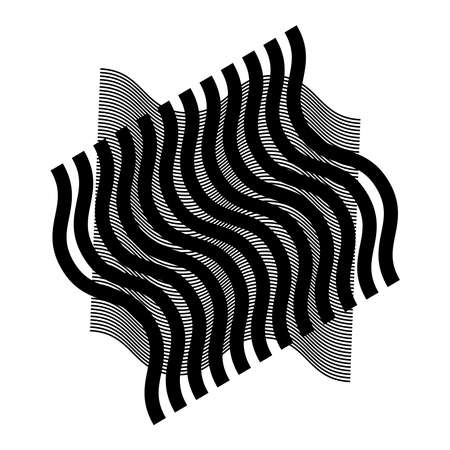 Diagonal, random grid, mesh of wavy, zigzag, waving, criss cross lines - Stock vector illustration, Clip-art graphicsのイラスト素材