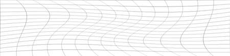 Wavy, ripple, curved distort effect long, oblong irregular rectangular wire-frame, grid, mesh, lattice and trellis lines matrix - Stock vector illustration, Clip-art graphicsのイラスト素材