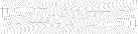 Wavy, ripple, curved distort effect long, oblong irregular rectangular wire-frame, grid, mesh, lattice and trellis lines matrix - Stock vector illustration, Clip-art graphicsのイラスト素材