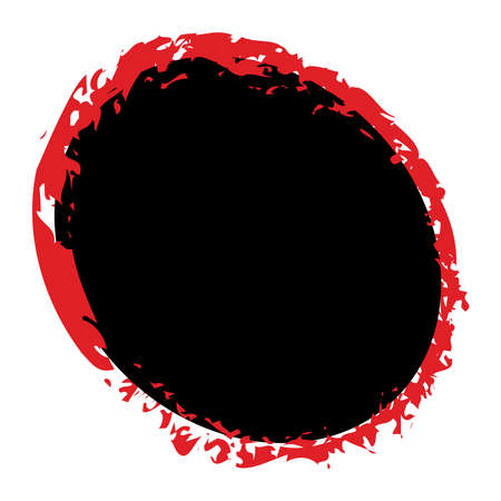 Grungy, grunge texture circle, oval abstract element. Paintbrush, stain, inkblot effect illustration. Fleck, mottle, splatter designのイラスト素材