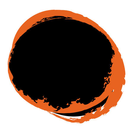 Grungy, grunge texture circle, oval abstract element. Paintbrush, stain, inkblot effect illustration. Fleck, mottle, splatter designのイラスト素材