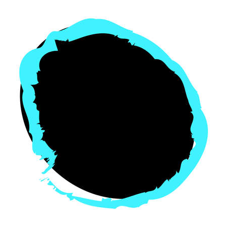 Grungy, grunge texture circle, oval abstract element. Paintbrush, stain, inkblot effect illustration. Fleck, mottle, splatter designのイラスト素材