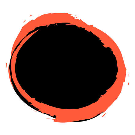 Grungy, grunge texture circle, oval abstract element. Paintbrush, stain, inkblot effect illustration. Fleck, mottle, splatter designのイラスト素材