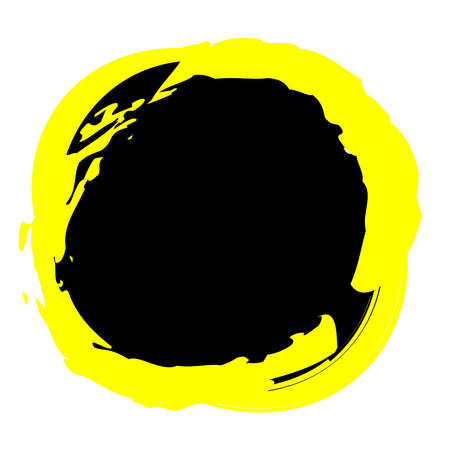 Grungy, grunge texture circle, oval abstract element. Paintbrush, stain, inkblot effect illustration. Fleck, mottle, splatter designのイラスト素材