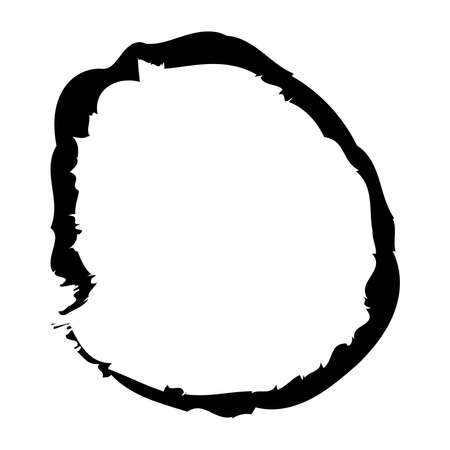Black and white grungy, grunge circle contour. Abstract textured oval, ellipse. Paint splatter, watercolor effect illustration. Inkblot, ink, stain effectのイラスト素材