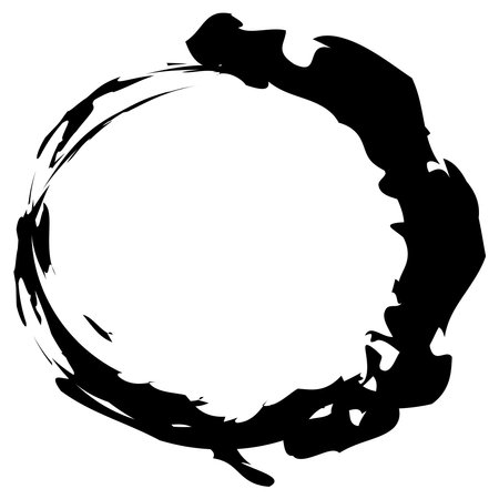 Black and white grungy, grunge circle contour. Abstract textured oval, ellipse. Paint splatter, watercolor effect illustration. Inkblot, ink, stain effectのイラスト素材