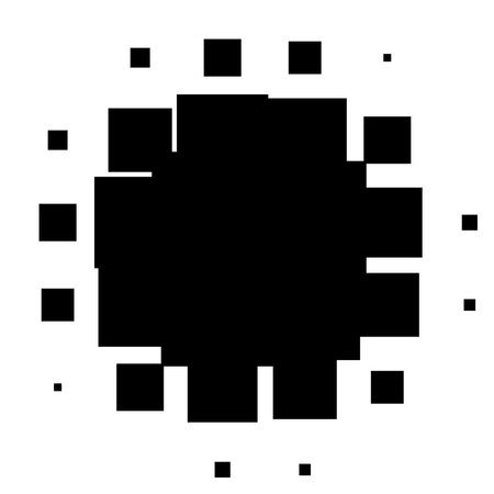 Circular halftone, screentone element made of squares. Squares geometric element, icon - Stock vector illustration, Clip art graphicsのイラスト素材