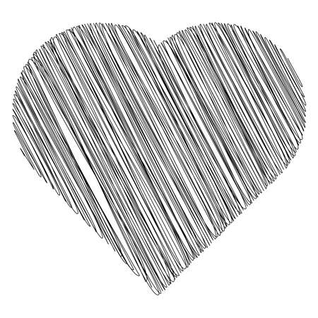 Hearth shape with scribble, doodle style - Stock vector illustration, Clip art graphicsのイラスト素材