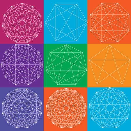 Interlocking, interconnect polygon shape, element - Stock vector illustration, Clip-art graphicsのイラスト素材