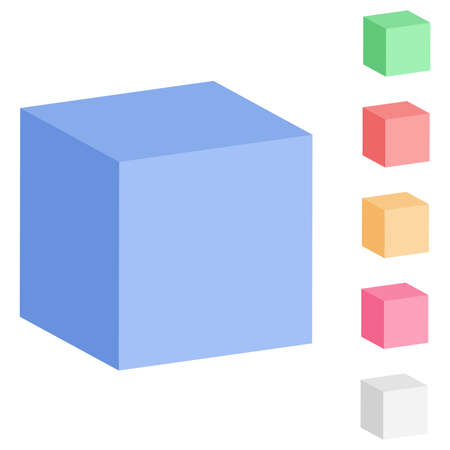 3D cube, square vector set isolated on white - Stock vector illustration, clip art graphicsのイラスト素材