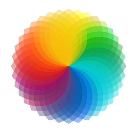 Colorful, spectrum colored abstract mandala, motif icon. Abstract circular, multicolor design element - Stock vector illustration, Graphics clip artのイラスト素材
