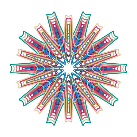 Geometric mandala - Radial, Circular Motif icon, symbol. Radiating shape logo - Stock illustration, Clip art graphicsのイラスト素材