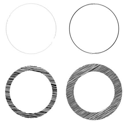 Sketchy, doodle and scribble circle (s). Handdrawn circular element - Stock vector illustration, Clip art graphicsのイラスト素材