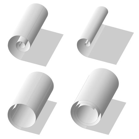 Paper, cloth material roll set of 4 - Stock vector illustration, Clip art graphicsのイラスト素材