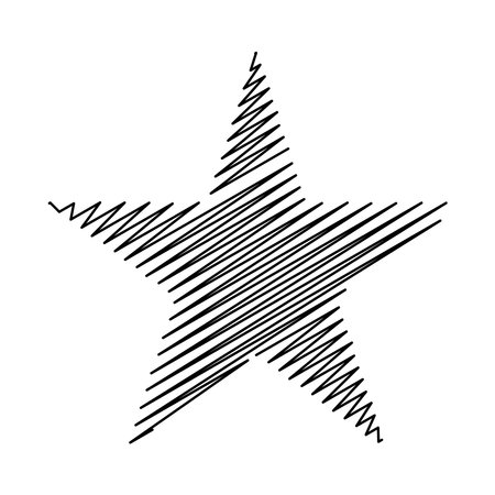 Star wiith scribble, sketchy, doodle effect pattern - Stock vector illustration, Clip art graphicsのイラスト素材