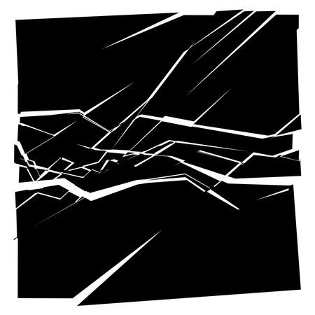 Shattered, fractured, broken geometric square. Burst, explosion effect. Broken glass vector illustration - Stock vector illustration, Graphics clip artのイラスト素材