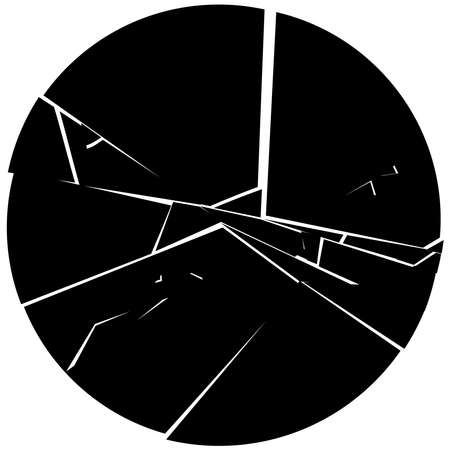 Shattered, fractured, broken geometric circle. Burst, explosion effect - Stock vector illustration, graphics clip artのイラスト素材