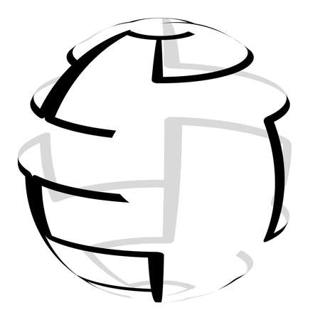 Sphere with random, irregular lines icon, symbol - Stock vector illustration, Clip-art graphicsのイラスト素材