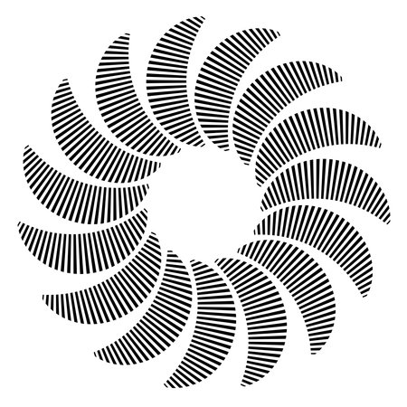 Spiral effect of dashed circular, concentric, and radial lines. Abstract geometric mandala motif icon - Stock vector illustration, Clip art graphicsのイラスト素材