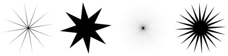 Starburst, sunburst shape. Abstract glitter, glimmer, flash shape, element. Radial, radiating clip-art - Stock vector illustration, Clip art graphicsのイラスト素材