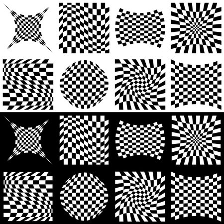 Abstract checkerboard, chessboard pattern. Black and white squares texture. Checkered, checkered mosaic tiles - Stock vector illustration, Clip art graphicsのイラスト素材