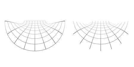 Distorted abstract geometric shape elements. Deformation, distortion warp, tweak effect on checkered grid, mesh surface - stock vector illustration, clip-art graphicsのイラスト素材