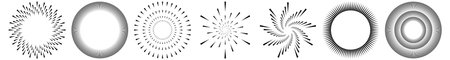 Set of radial, radiating, concentric and circular lines. Abstract geometric motif, mandala, design element - stock vector illustration, clip-art graphicsのイラスト素材