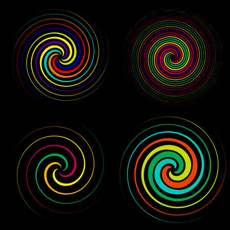 Spiral, swirl, twirl. Volute, helix, eddy and vortex shape. Radial lines with rotation - stock vector illustration, clip-art graphicsのイラスト素材