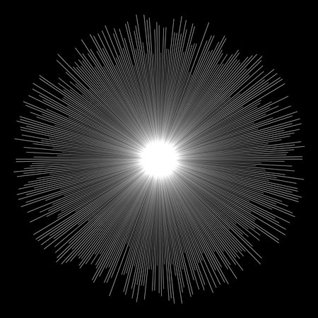 Radial radiating beam ray lines. Starburst, sunburst lineal element, icon. Glint gleam aurora effect - stock vector illustration, clip-art graphicsのイラスト素材