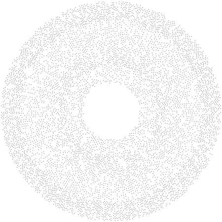 Random circles, dots, speckles and freckles concentric, circular and radial element. Pointillist,...