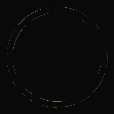 Colorful circular, concentric segmented circles. Radial, radiating rings. Abstract geometric circle shape, design element. Swirl, twirl, spiral and whorl shape - stock vector illustration, clip-art graphicsのイラスト素材