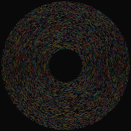 Colorful circular, concentric segmented circles. Radial, radiating rings. Abstract geometric circle shape, design element. Swirl, twirl, spiral and whorl shape - stock vector illustration, clip-art graphicsのイラスト素材