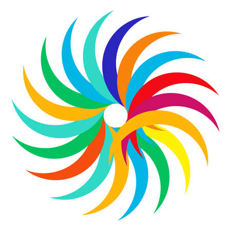 Circular, radial icon, motif, mandala shape. Swirl, twirl, helix, volute rotation geometric design element. Abstract circle - stock vector illustration, clip-art graphicsのイラスト素材