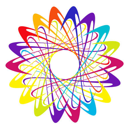 Circular, radial icon, motif, mandala shape. Swirl, twirl, helix, volute rotation geometric design...