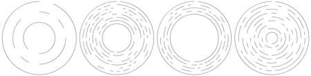 Circular, concentric segmented circles, rings. Abstract geometric circle. Spiral, swirl, twirl. Random rotation circles - stock vector illustration, clip-art graphicsのイラスト素材