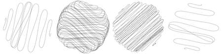 Random curly, tangle, twine lines. Doddle sketchy sketch rounded lines - stock vector illustration, clip-art graphicsのイラスト素材