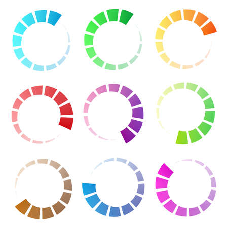 Progress, steps, phases indicator. Preloader, buffer shape. Circle, circular loading icon - stock vector illustration, clip-art graphicsのイラスト素材