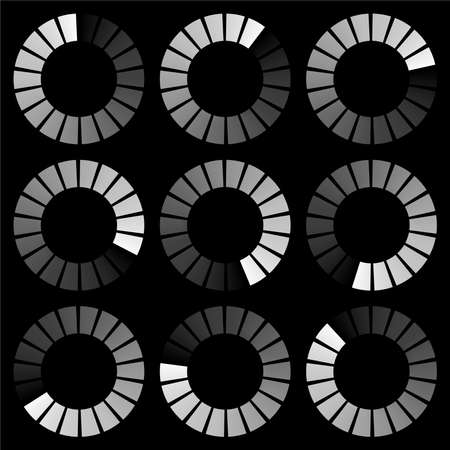 Progress, steps, phases indicator. Preloader, buffer shape. Circle, circular loading icon - stock vector illustration, clip-art graphicsのイラスト素材