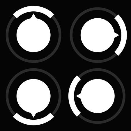 Gauge, meter, dial icon with different number of sections, parts, divisions. Knob, meter, indicator and level icon, symbol - stock vector illustration, clip-art graphicsのイラスト素材