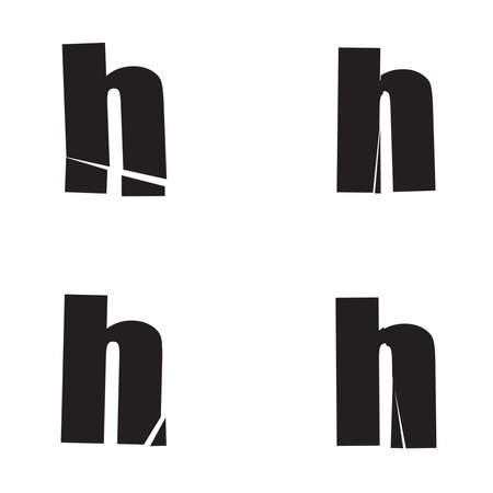 Textured letter H. Shattered, fractured, broken alphabet series - stock vector illustration, clip-art graphicsのイラスト素材