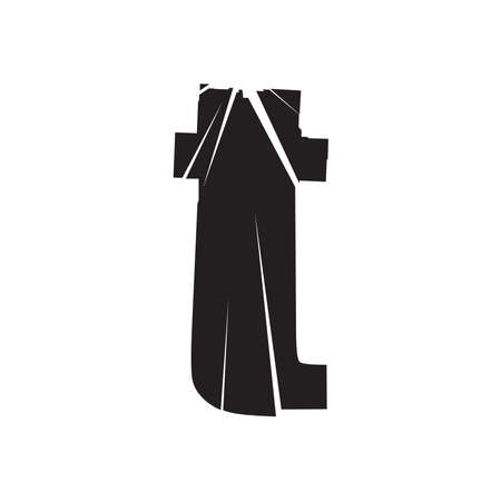 Textured letter T. Shattered, fractured, broken alphabet seriesのイラスト素材